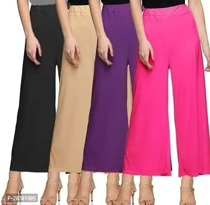 Stunning  Lycra Solid Palazzo For Women- Pack Of 4-thumb0