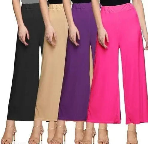 Stunning Lycra Solid Palazzo For Women- Pack Of 4