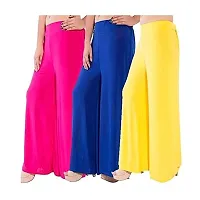 JODHPURS Women's Lycra Relaxed Fit Wide Leg Stylish and Comfortable Palazzo Pants (Combo Pack of 3) (P3_1040)-thumb1