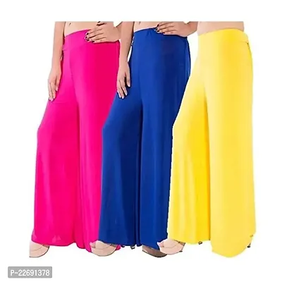 JODHPURS Women's Lycra Relaxed Fit Wide Leg Stylish and Comfortable Palazzo Pants (Combo Pack of 3) (P3_1040)-thumb2