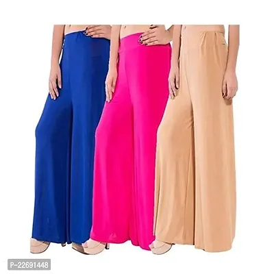 JODHPURS Women's Lycra Relaxed Fit Wide Leg Stylish and Comfortable Palazzo Pants (Combo Pack of 3) (P3_1037)-thumb0