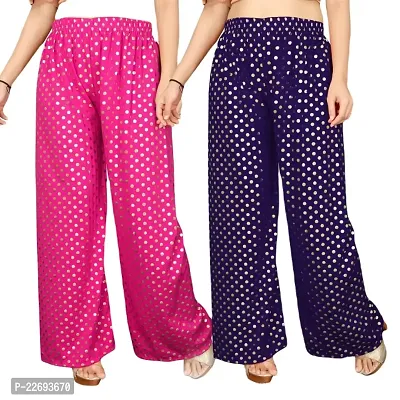 JODHPURS Women's Lycra Relaxed Fit Wide Leg Stylish and Comfortable Palazzo Pants (Combo Pack of 2) (P2_101)