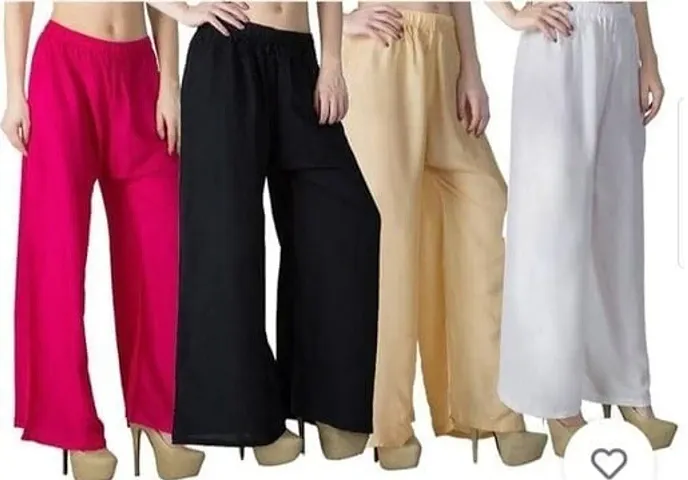 Stunning Polyester Blend Solid Palazzo For Women Pack of 4