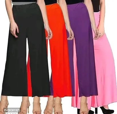 Stunning  Lycra Solid Palazzo For Women- Pack Of 4-thumb0