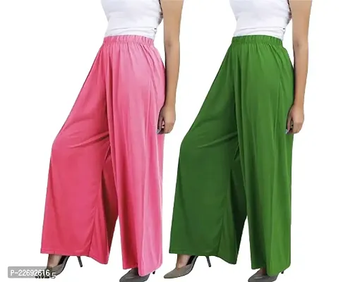 JODHPURS Women's Lycra Relaxed Fit Wide Leg Stylish and Comfortable Palazzo Pants (Combo Pack of 2) (P2_138)