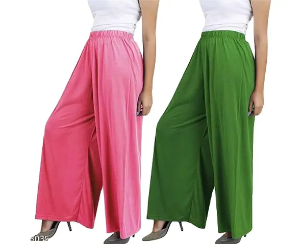 JODHPURS Women's Lycra Relaxed Fit Wide Leg Stylish and Comfortable Palazzo Pants (Combo Pack of 2) (P2_121)