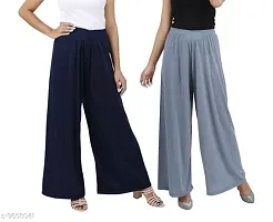 JODHPURS Women's Lycra Relaxed Fit Wide Leg Stylish and Comfortable Palazzo Pants (Combo Pack of 2) (P2_131)-thumb2