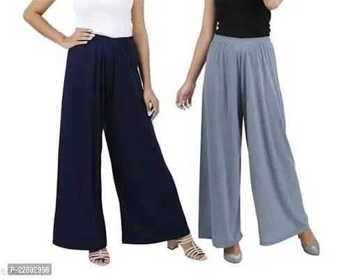 JODHPURS Women's Lycra Relaxed Fit Wide Leg Stylish and Comfortable Palazzo Pants (Combo Pack of 2) (P2_131)-thumb3