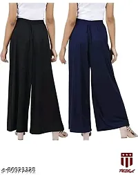 JODHPURS Women's Lycra Relaxed Fit Wide Leg Stylish and Comfortable Palazzo Pants (Combo Pack of 2) (P2_108)-thumb1