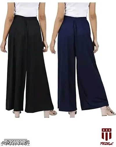 JODHPURS Women's Lycra Relaxed Fit Wide Leg Stylish and Comfortable Palazzo Pants (Combo Pack of 2) (P2_108)-thumb2