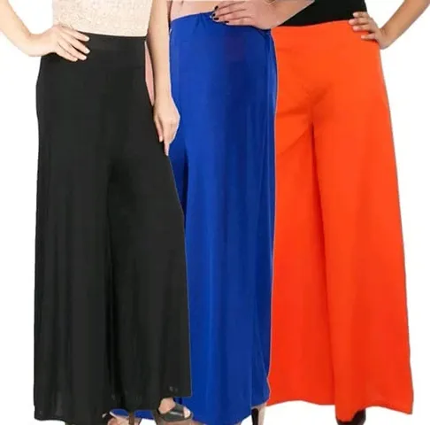 Stunning Lycra Solid Palazzo For Women- Pack Of 3