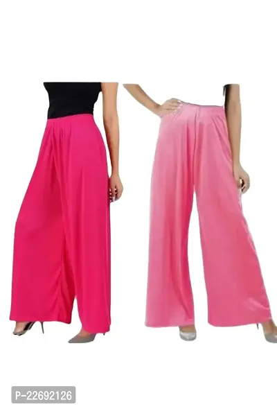 JODHPURS Women's Lycra Relaxed Fit Wide Leg Stylish and Comfortable Palazzo Pants (Combo Pack of 2) (P2_125)