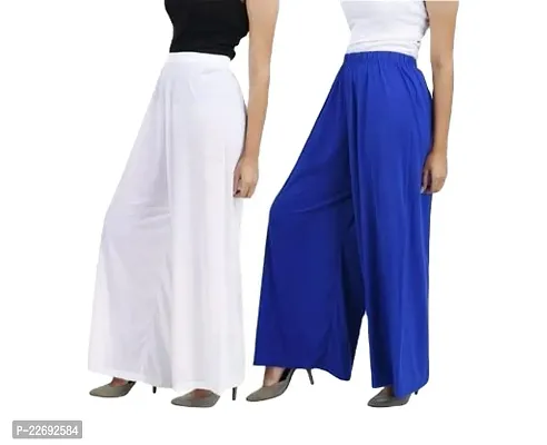 JODHPURS Women's Lycra Relaxed Fit Wide Leg Stylish and Comfortable Palazzo Pants (Combo Pack of 2) (P2_145)-thumb0