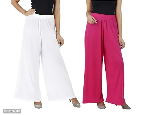 JODHPURS Women's Lycra Relaxed Fit Wide Leg Stylish and Comfortable Palazzo Pants (Combo Pack of 2) (P2_140)-thumb0