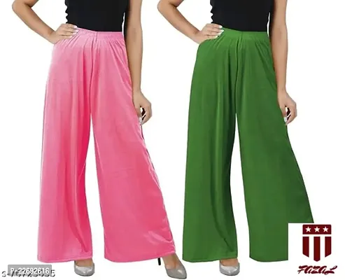 JODHPURS Women's Lycra Relaxed Fit Wide Leg Stylish and Comfortable Palazzo Pants (Combo Pack of 2) (P2_138)-thumb3