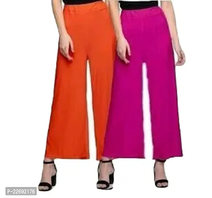 JODHPURS Women's Lycra Relaxed Fit Wide Leg Stylish and Comfortable Palazzo Pants (Combo Pack of 2) (P2_137)