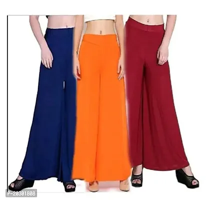 Stunning Lycra Solid Palazzo For Women- Pack Of 3-thumb0