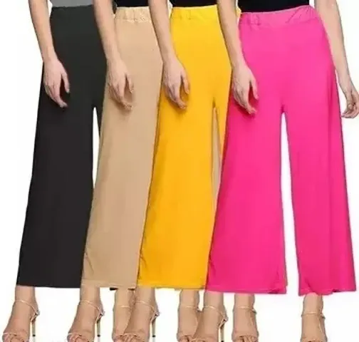 Stunning Polyester Blend Solid Palazzo For Women- Pack Of 4