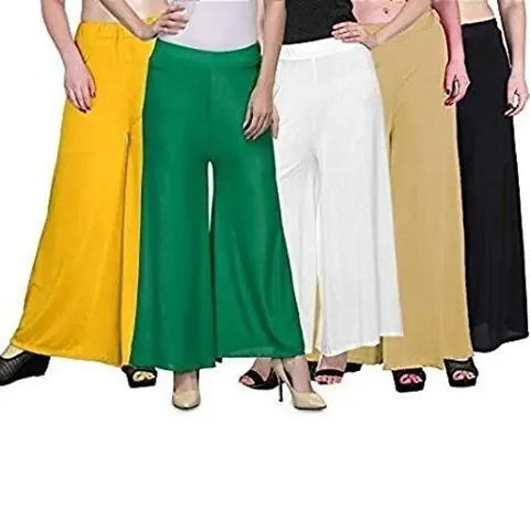 Stunning Polyester Blend Solid Palazzo For Women Pack of 5
