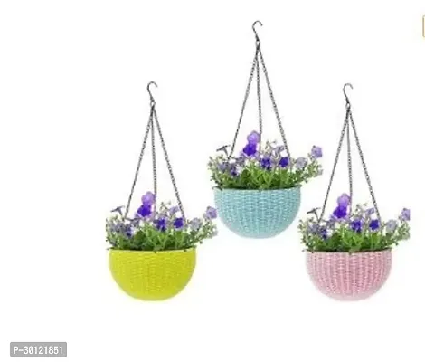 Hanging Basket Planters Flower Pot with Hanging Chain Multicolor Pack 0f 3