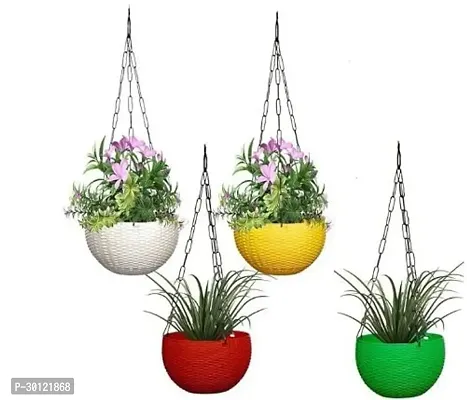 Hanging Pots with Metal Hanging Chain Hanging Planters Set of 4-thumb0