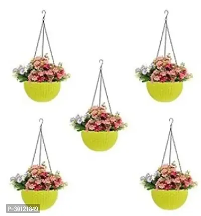 Hanging Basket Round Resin Multicolour Flower Pot with Chain Pack of 5