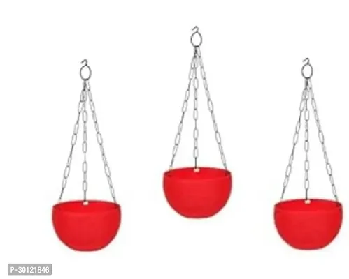 Hanging Plastic Flower Pot  with Chain  Pack of 3