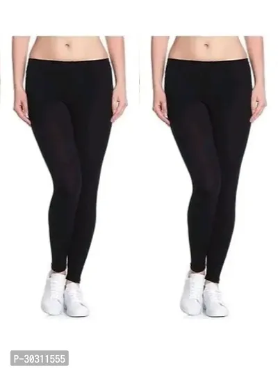 Fabulous Black Cotton Lycra Solid Leggings For Women Pack Of 2-thumb0