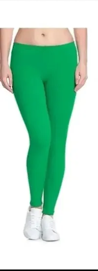 Fabulous Green Cotton Lycra Solid Leggings For Women-thumb0