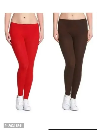 Fabulous Multicoloured Cotton Lycra Solid Leggings For Women Pack Of 2