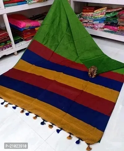 Stylish Khadi Cotton Multicoloured Saree with Blouse piece-thumb0