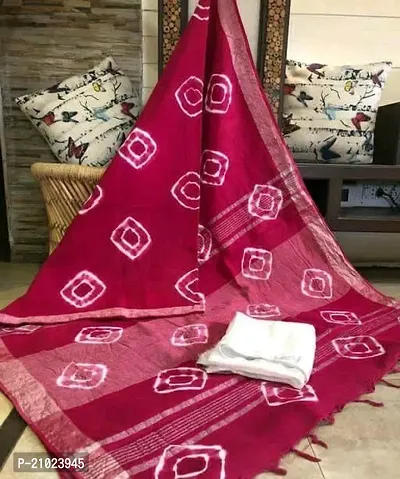 Stylish Cotton Rani Pink Saree with Blouse piece