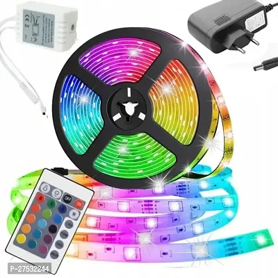 FOZZBEE 5 Meter Led Strip Lights Waterproof Led Light Strip with Bright RGB Color Changing Light Strip with 24 Keys Ir Remote Controller and Supply for Home (Multicolor)-thumb0