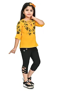 A.S SAHANARA DRESSES Crepe Casual Printed Top and Pant Set for Girls Kids-thumb3