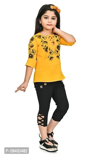 A.S SAHANARA DRESSES Crepe Casual Printed Top and Pant Set for Girls Kids-thumb4