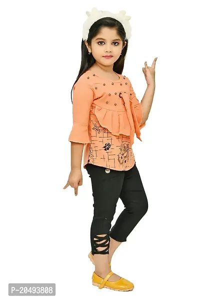A.S SAHANARA DRESSES Crepe Casual Printed Top  Pant Set for Girls Kids-thumb4