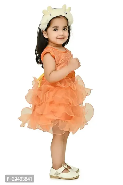 A.S SAHANARA DRESSES Tissue Casual Solid Mini Frock Dress for Girls-thumb4