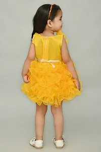 A.S SAHANARA DRESSES Tissue Casual Solid Knee Length Frock Dress for Girls-thumb2