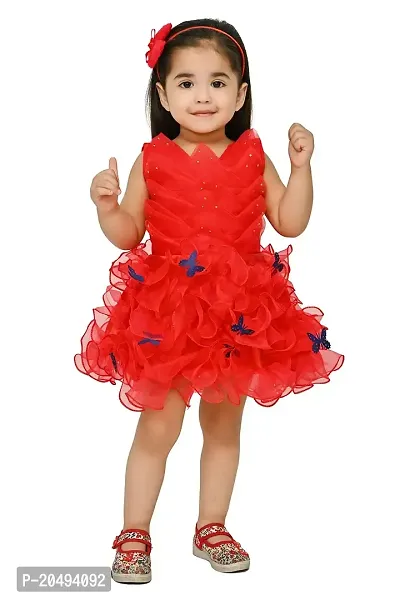 A.S SAHANARA DRESSES Tissue Casual Solid Mini Butterfly Frock Dress for Girls