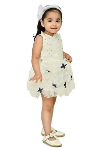 A.S SAHANARA DRESSES Tissue Casual Solid Mini Butterfly Frock Dress for Girls-thumb2