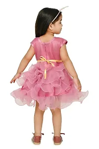 A.S SAHANARA DRESSES Tissue Casual Solid Mini Frock Dress for Girls-thumb1