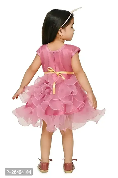 A.S SAHANARA DRESSES Tissue Casual Solid Mini Frock Dress for Girls-thumb2