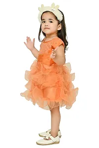 A.S SAHANARA DRESSES Tissue Casual Solid Mini Frock Dress for Girls-thumb2