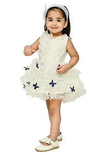 A.S SAHANARA DRESSES Tissue Casual Solid Mini Butterfly Frock Dress for Girls-thumb1
