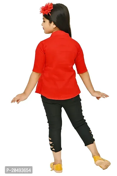 A.S SAHANARA DRESSES Crepe Casual Solid Top and Pant Set for Girls Kids-thumb4