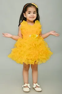 A.S SAHANARA DRESSES Tissue Casual Solid Knee Length Frock Dress for Girls-thumb3