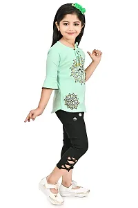 A.S SAHANARA DRESSES Crepe Casual Printed Top and Pant Set for Girls Kids (Circle)-thumb3