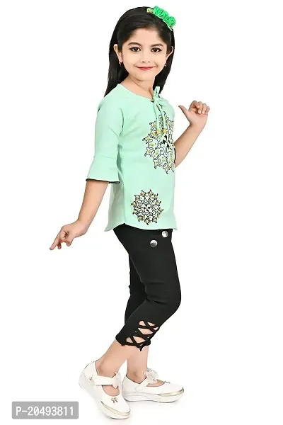 A.S SAHANARA DRESSES Crepe Casual Printed Top and Pant Set for Girls Kids (Circle)-thumb4