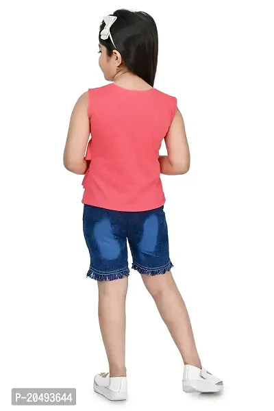 A.S SAHANARA DRESSES Crepe Casual Printed Top and Shorts Set for Girls Kids-thumb5