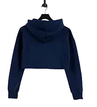 Women Crop Hoodie Latest stylish Solid hooded neck fleece fabric .-thumb1